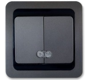 Wyłącznik schodowy dwubiegowy z podświetleniem kontrolnym (5So) - antracyt-czarny-antracyt 013526