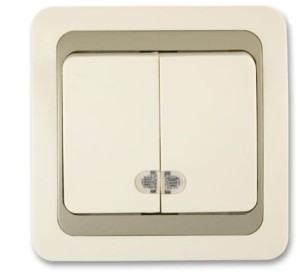 Wyłącznik schodowy dwubiegowy z podświetleniem kontrolnym (5So) - kość słoniowa-niklowy-kość słoniowa 013524