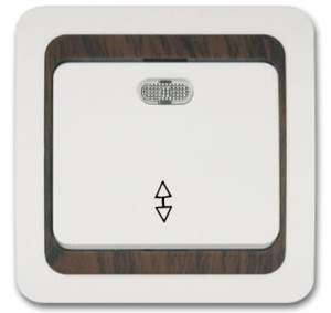 Przełącznik jednobiegowy z podświetleniem kontrolnym (1/0So) - biały-drewno-biały 010323