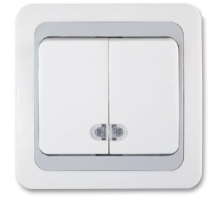 Wyłącznik schodowy dwubiegowy z podświetleniem kontrolnym (5So) - biały-szary-biały 013521