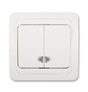 Wyłącznik schodowy dwubiegowy z podświetleniem kontrolnym (5So) - biały 013501