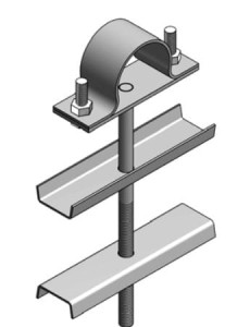 Uchwyt na rurę FI 75 słup ŻN z odsadem (metalowy) (ALU60111)