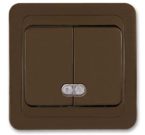 Wyłącznik schodowy dwubiegowy z podświetleniem kontrolnym (5So) - czekolada 013506