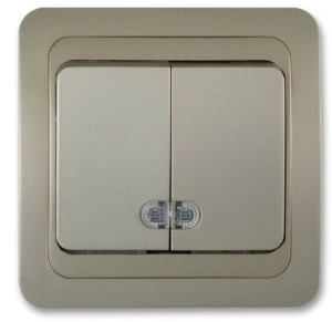 Wyłącznik schodowy dwubiegowy z podświetleniem kontrolnym (5So) - nikiel 013503